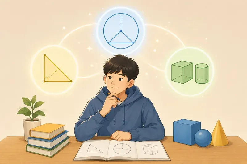 삼각형, 원, 입체도형의 핵심 정리