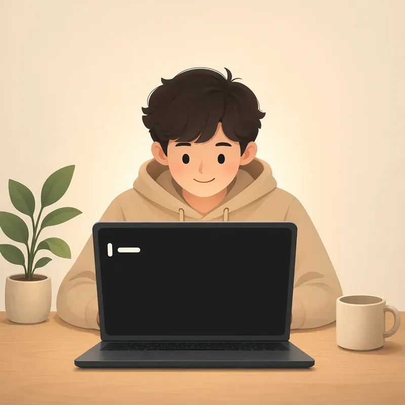 검은 화면에 첫 문장 찍기
