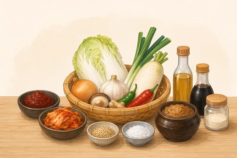 한국 요리의 핵심 재료와 장보기
