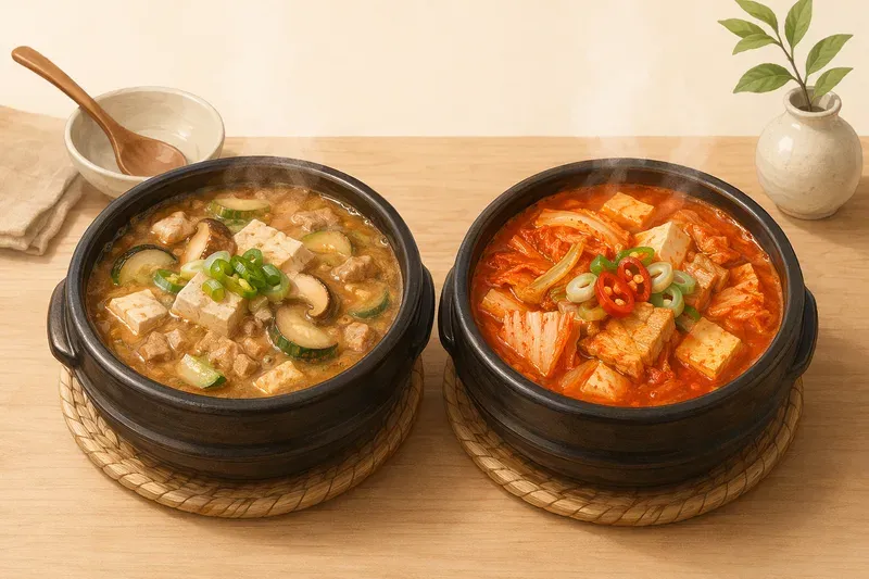 된장찌개와 김치찌개 완성하기