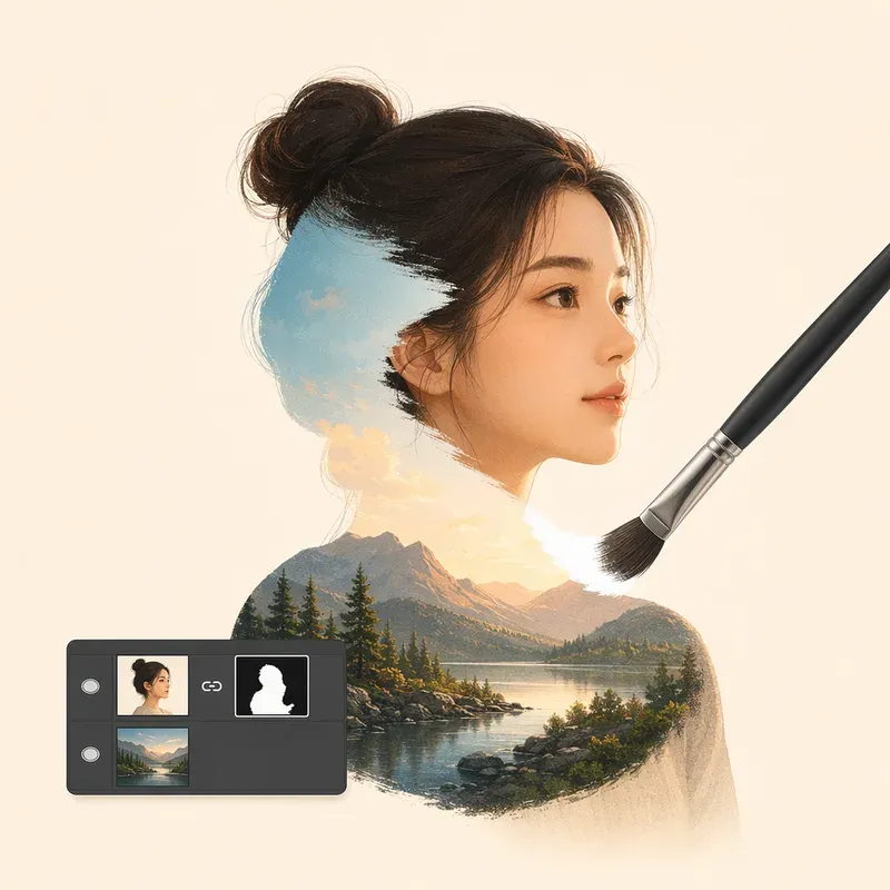 마스크로 자연스럽게 숨기고 드러내기